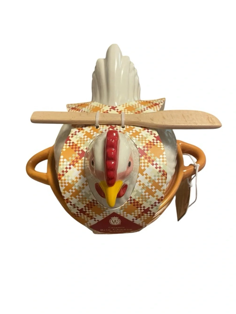 Ceramic Chicken Brie Cheese Baker with Spreader NWT - Farmhouse Kitchen Dish